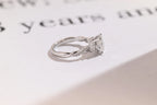 Solid Gold Oval Moissanite Engagement Ring, Twisted Band Half Eternity Bridal Ring
