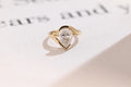 Solid Gold Pear Cut Moissanite Engagement Ring with Hidden Halo, Promise Ring