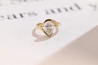 Solid Gold Pear Cut Moissanite Engagement Ring with Hidden Halo, Promise Ring