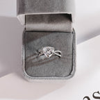 Solid Gold Trillion Cut Moissanite Engagement Ring, Double Band Open Shank Half Pave Ring