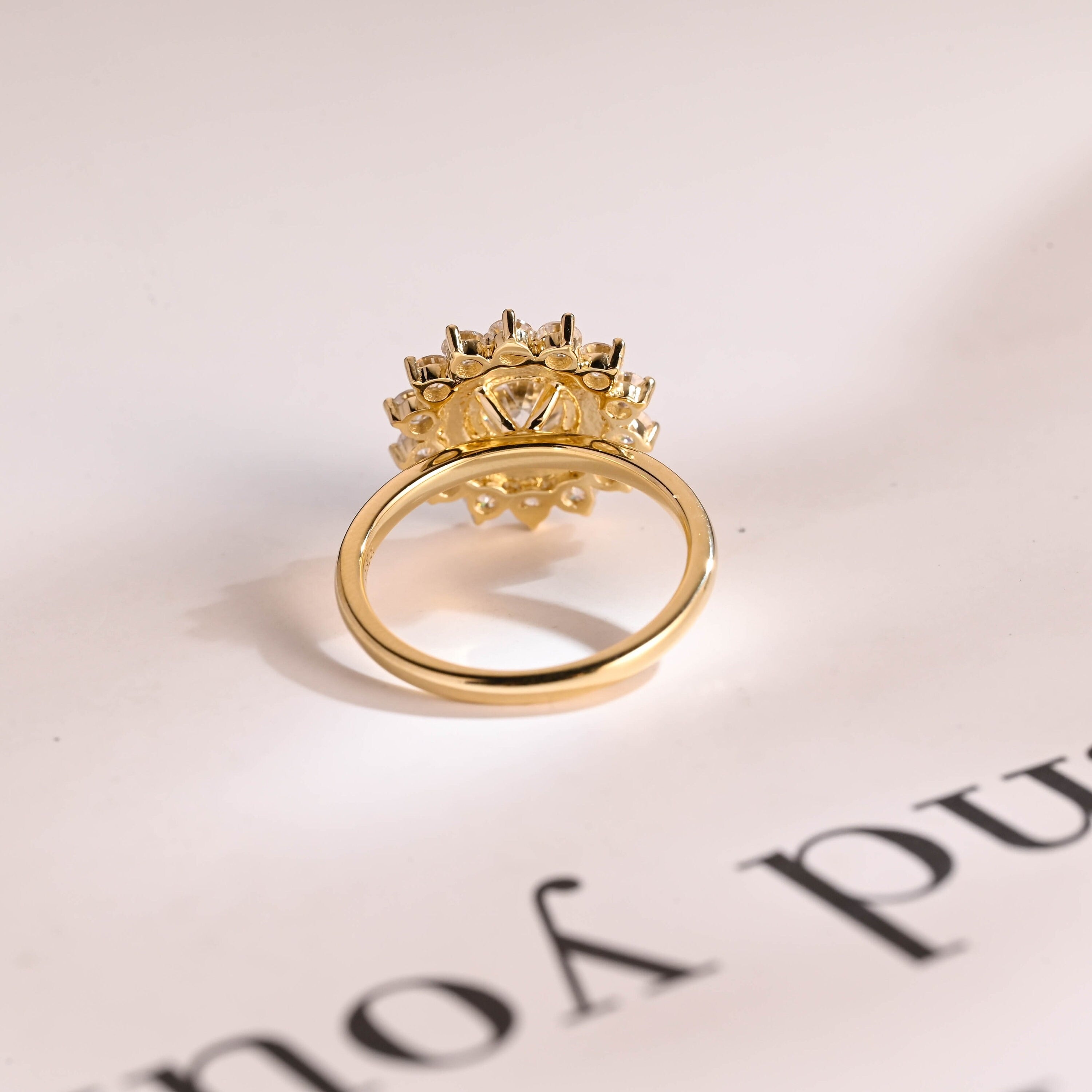Solid Gold Round Cut Moissanite Engagement Ring, Promise Ring