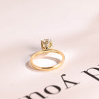 Solid Gold Tulip Floral Hidden Halo Round Moissanite Engagement Ring, Anniversary Gift for Her