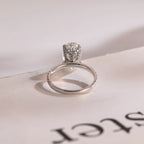 Solid Gold Crushed Ice Elongated Oval Moissanite Engagement Ring