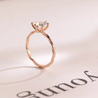 Solid Gold Moissanite Engagement Ring, Twisted Rope Band