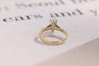 Solid Gold Two Tone Marquise Moissanite Engagement Ring, Unique Proposal Ring