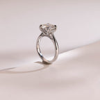 Solid Gold Round Cut Moissanite Engagement Ring with Hidden Halo