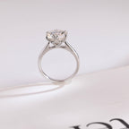 Solid Gold Tulip Floral Round Moissanite Engagement Ring, Anniversary Gift for Her