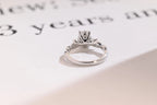 Solid Gold Oval Moissanite Engagement Ring, Twisted Band Half Eternity Bridal Ring