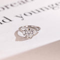 Solid Gold Oval Cut Moissanite Engagement Ring, Three Stone Promise Ring