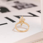 Solid Gold Tulip Floral Ring, Marquise Moissanite Engagement Ring, Cathedral Ring