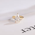 Solid Gold Pear Cut Moissanite Engagement Ring with Hidden Halo, Custom Ring