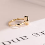Solid Gold Pear Moissanite Engagement Ring with Bezel, Dainty Ring
