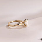 Solid Gold Round Cut Moissanite Engagement Ring, Anniversary Gift for Her