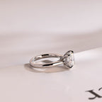 Solid Gold Round Cut Moissanite Engagement Ring with Hidden Halo