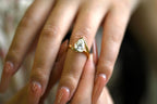 Solid Gold Pear Cut Moissanite Engagement Ring with Hidden Halo, Promise Ring
