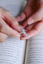 Solid Gold Oval Moissanite Hidden Halo Engagement Ring with Pear Moissanite