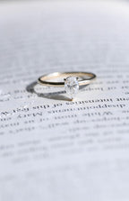 Solid Gold Pear Cut Hidden Halo Moissanite Engagement Ring