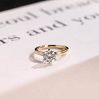 Solitaire Gold Round Moissanite Engagement Ring, Six Prong Setting