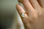 Solid Gold Pear Cut Moissanite Engagement Ring with Hidden Halo, Promise Ring