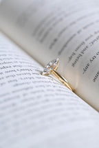 Solid Gold Tulip Floral Marquise Moissanite Engagement Ring, Proposal Ring