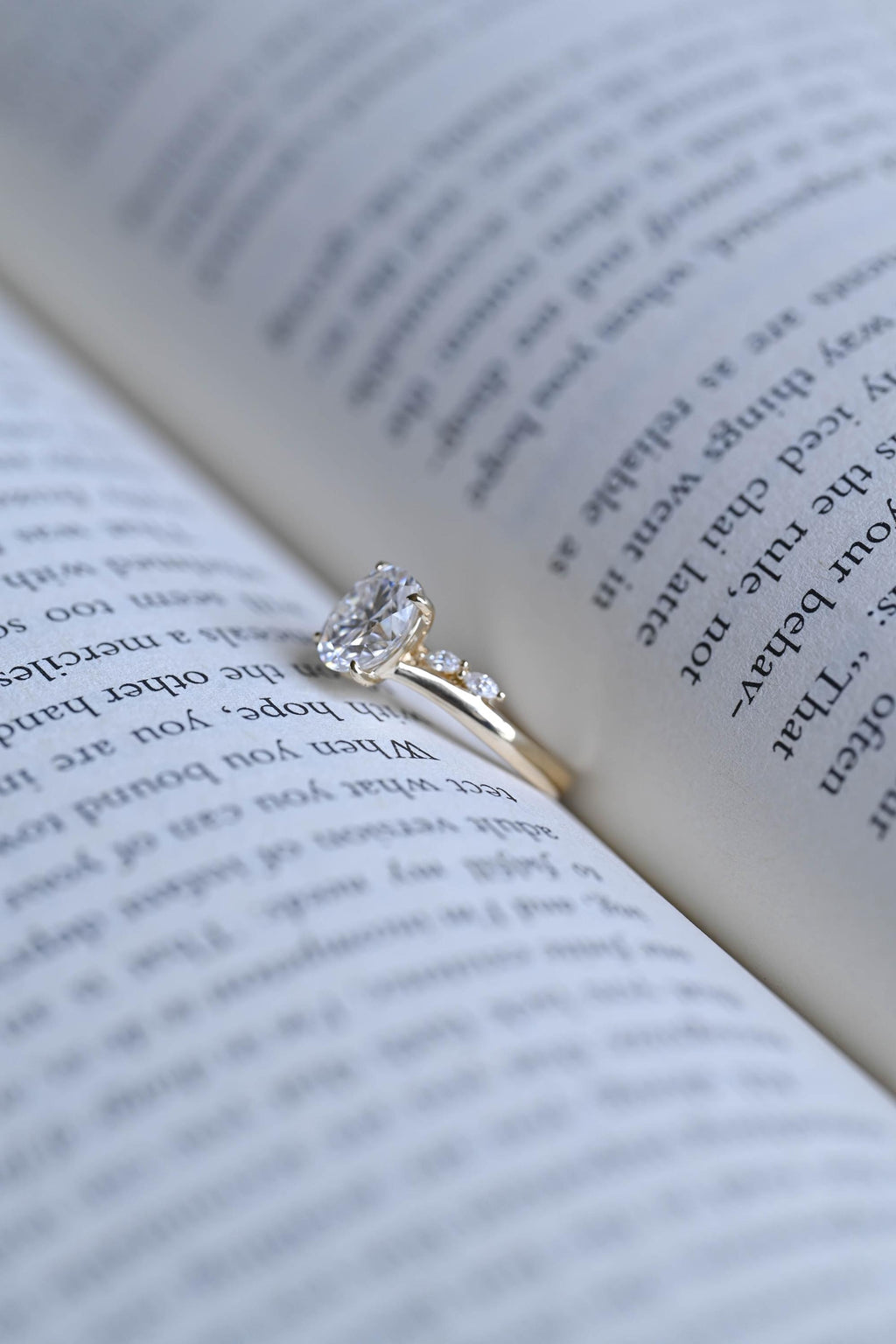 Solid Gold Oval Cut Moissanite Engagement Ring, Promise Ring