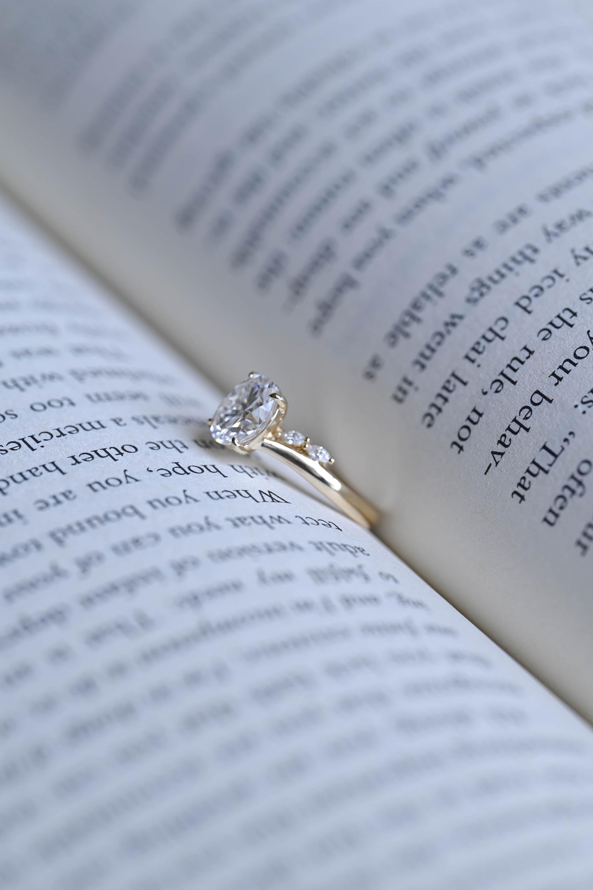 Solid Gold Oval Cut Moissanite Engagement Ring, Promise Ring