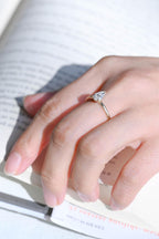 Solid Gold Pear Cut Hidden Halo Moissanite Engagement Ring