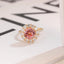 Solid Gold Sunflower Round Pink Moissanite Sapphire Engagement Ring, Half Eternity Promise Ring