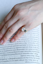 Solid Gold 5mm Band Oval Cut Moissanite Engagement Ring, Tulip Floral Ring