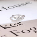 Solid Gold Princess Cut Moissanite Engagement Ring, Three Stone Promise Ring