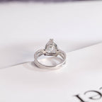 Solid Gold Trillion Cut Moissanite Engagement Ring, Double Band Open Shank Half Pave Ring