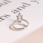 Solid Gold Pear Cut Moissanite Engagement Ring with Hidden Halo, Custom Ring