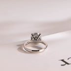 Solid Gold Round Cut Moissanite Engagement Ring with Hidden Halo