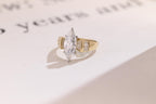 Solid Gold Marquise Cut Moissanite Engagement Ring, Anniversary Gift for Women