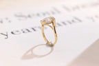 Solid Gold Pear Cut Moissanite Engagement Ring with Hidden Halo, Promise Ring