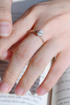 Solid Gold Pear Cut Hidden Halo Moissanite Engagement Ring