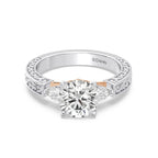 Enchanted Star Diamond And Gold Disney Princess Aurora Vintage Filigree Three Stone Engagement Ring