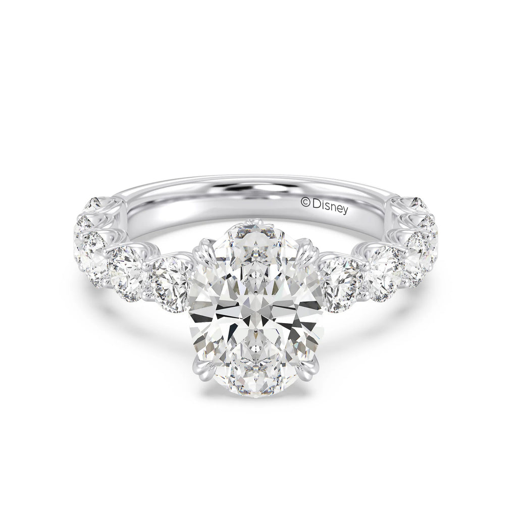 Enchanted Star Diamond And Gold Disney Princess Belle Hidden Halo Engagement Ring