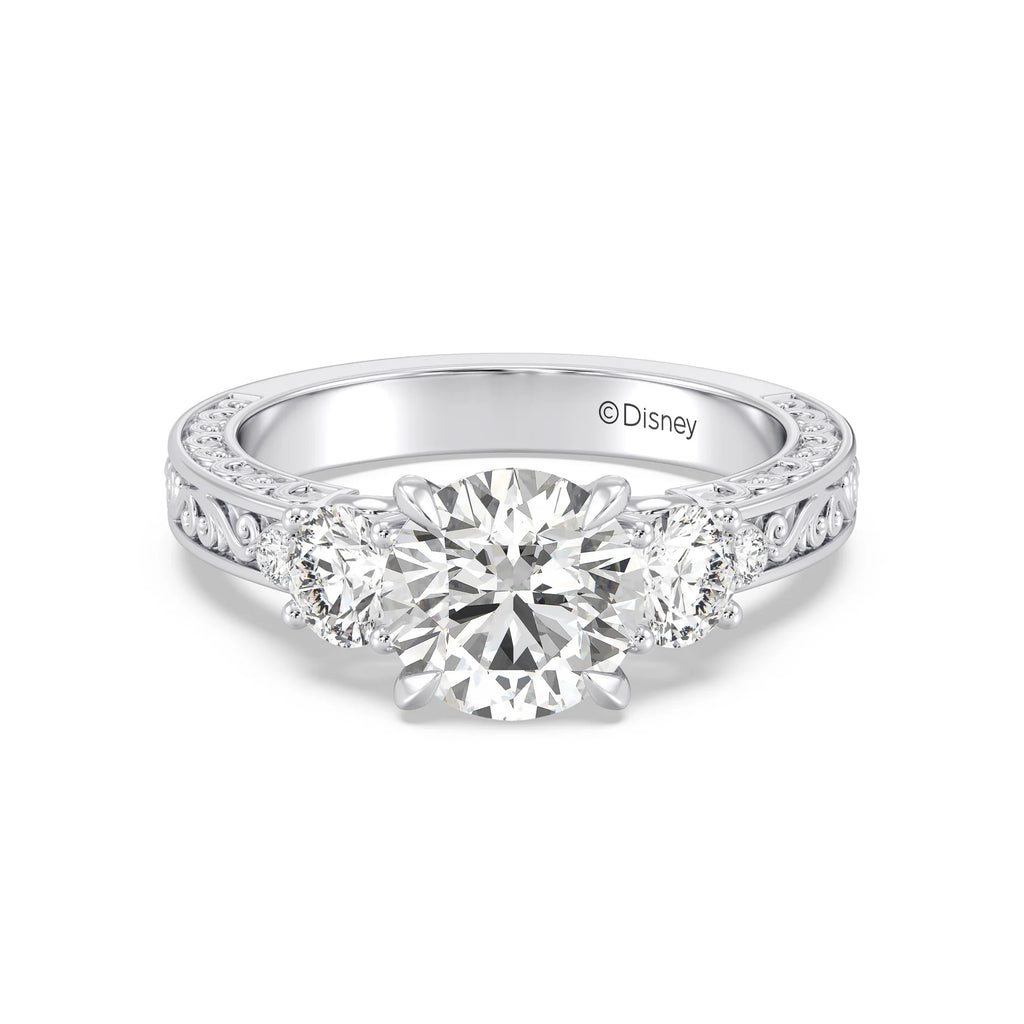 Enchanted Star Diamond And Gold Disney Princess Rapunzel Vintage Round Three Stone Engagement Ring