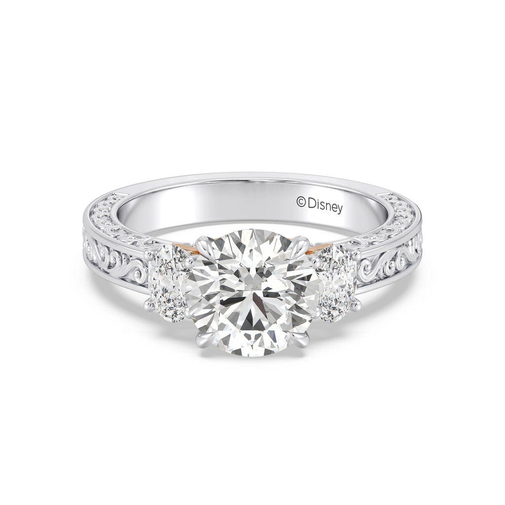 Enchanted Star Diamond And Gold Disney Princess Rapunzel Vintage Oval Three Stone Engagement Ring