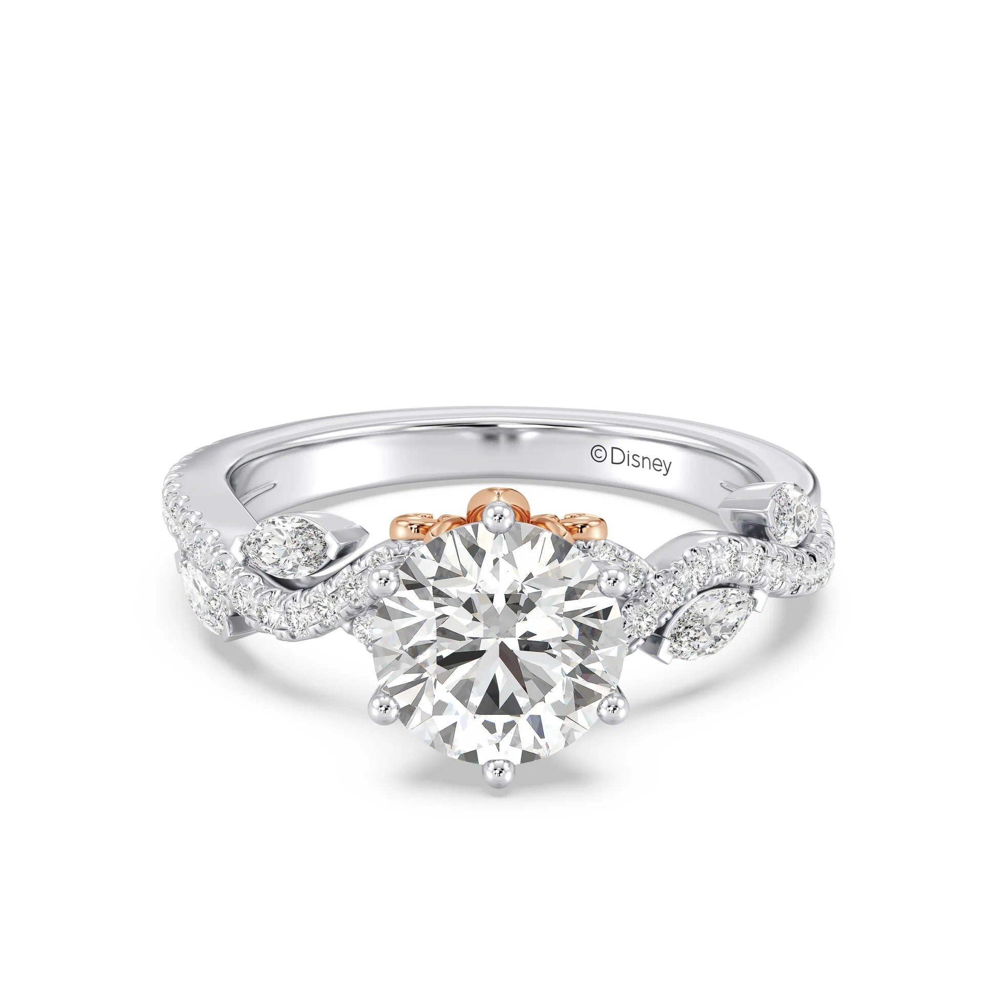 Enchanted Star Diamond And Gold Disney Princess Rapunzel Pavé Vine Engagement Ring