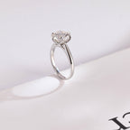 Solid Gold Tulip Floral Round Moissanite Engagement Ring, Anniversary Gift for Her