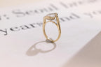 Solid Gold Pear Cut Moissanite Engagement Ring with Hidden Halo, Promise Ring