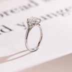 Solid Gold Oval Cut Moissanite Engagement Ring, Three Stone Promise Ring