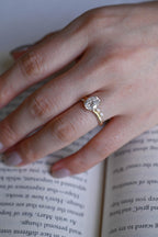 Solid Gold Oval Cut Moissanite Engagement Ring, Promise Ring