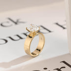 Solid Gold 5mm Band Oval Cut Moissanite Engagement Ring, Tulip Floral Ring