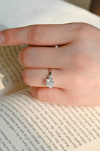 Solid Gold Princess Cut Moissanite Engagement Ring, Three Stone Promise Ring
