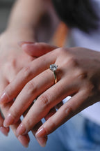 Solitaire Gold Round Moissanite Engagement Ring, Six Prong Setting