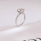 Solid Gold Tulip Floral Round Moissanite Engagement Ring, Anniversary Gift for Her