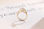 Solid Gold Pear Cut Moissanite Engagement Ring with Hidden Halo, Promise Ring